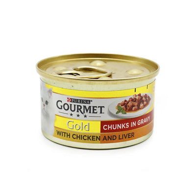 Gourmet Gold Cat Food Chicken & Liver Chunks in Gravy 85g x 3Pack