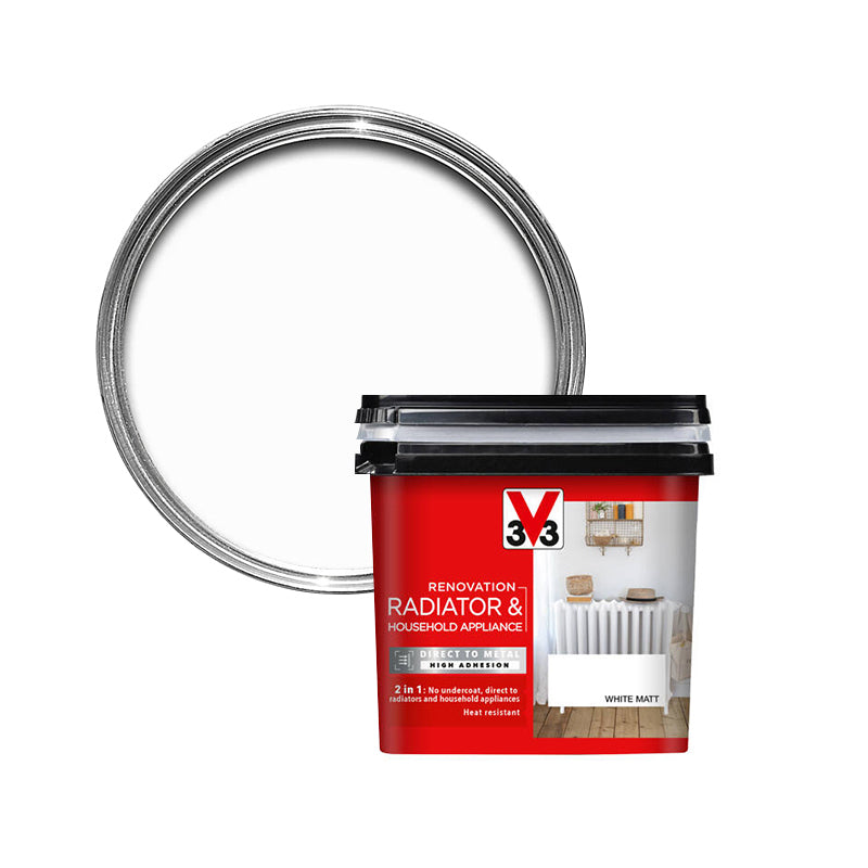 V33 Renovation Radiator & Household Appliance Paint White Stain 750ML