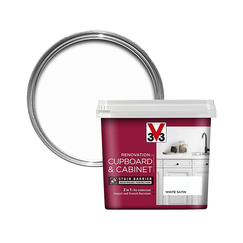 V33 Renovation Cupboard & Cabinet Paint White Satin 2L