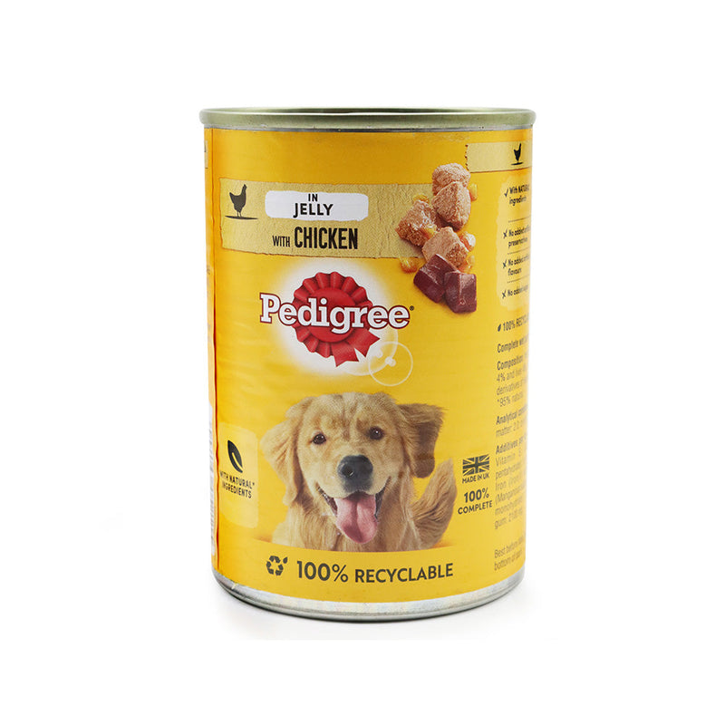 Pedigree Adult Wet Dog Food Tin in Jelly With Chicken 385g x 2Pack