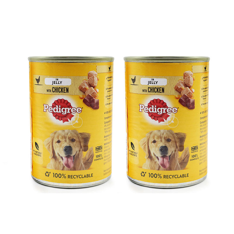 Pedigree Adult Wet Dog Food Tin in Jelly With Chicken 385g x 2Pack
