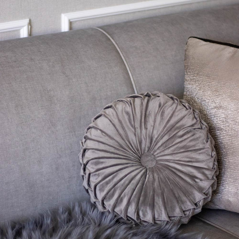 Round Cushion Silver & Charcoal