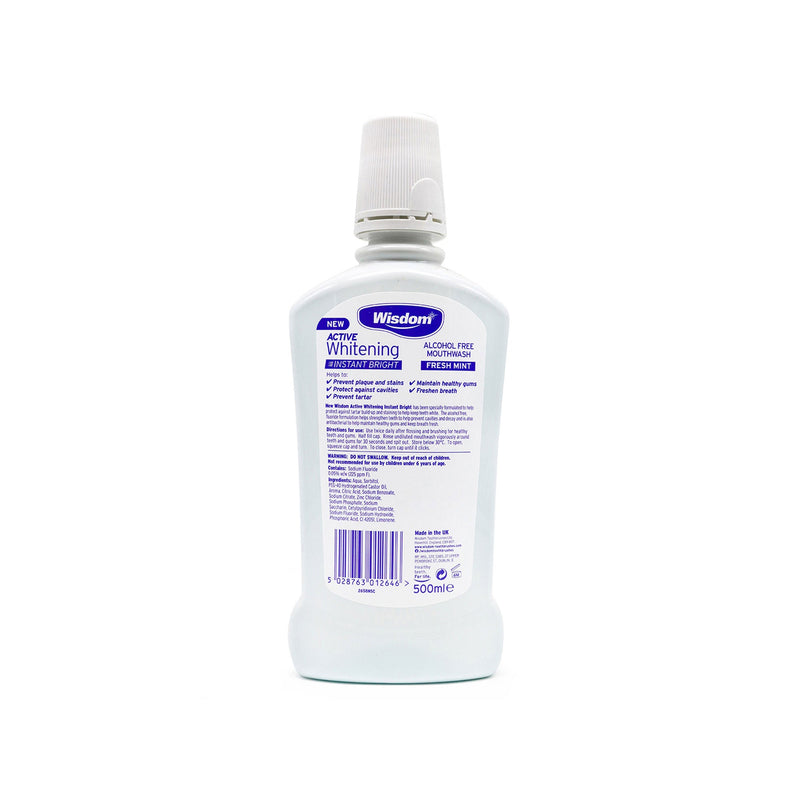 Wisdom Daily Active Whitening Alcohol Free Mouthwash 500ML