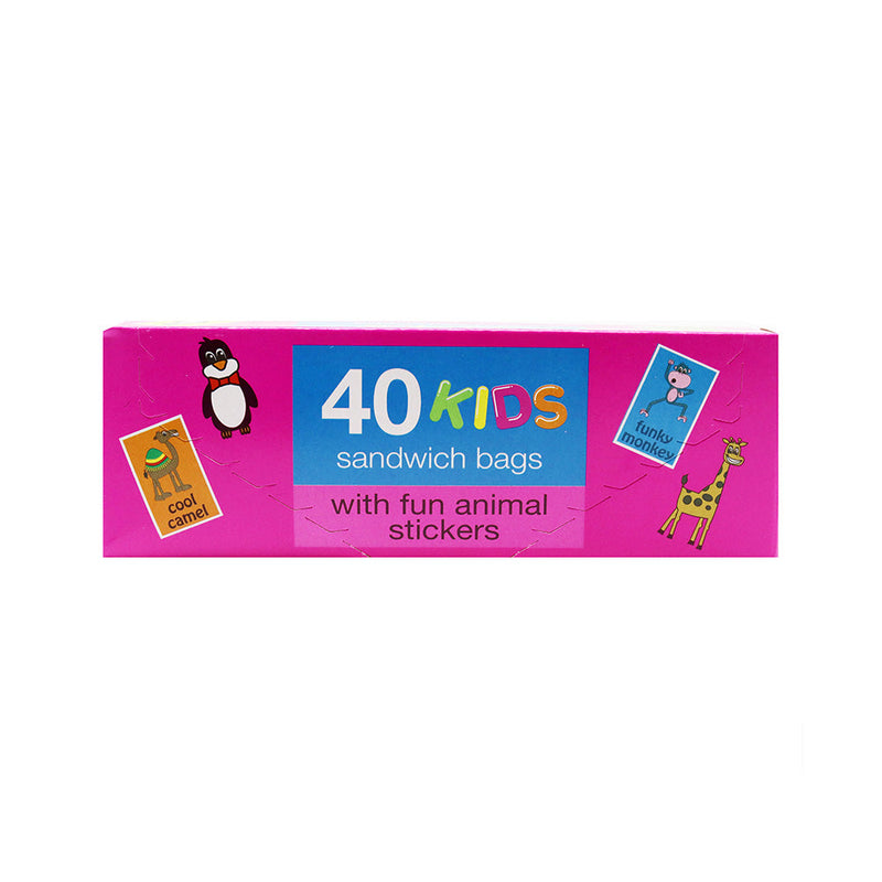 Kids Sandwich Bags With Fun Stickers 40PK
