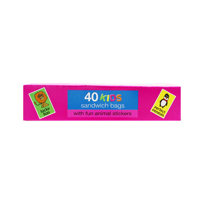Kids Sandwich Bags With Fun Stickers 40PK
