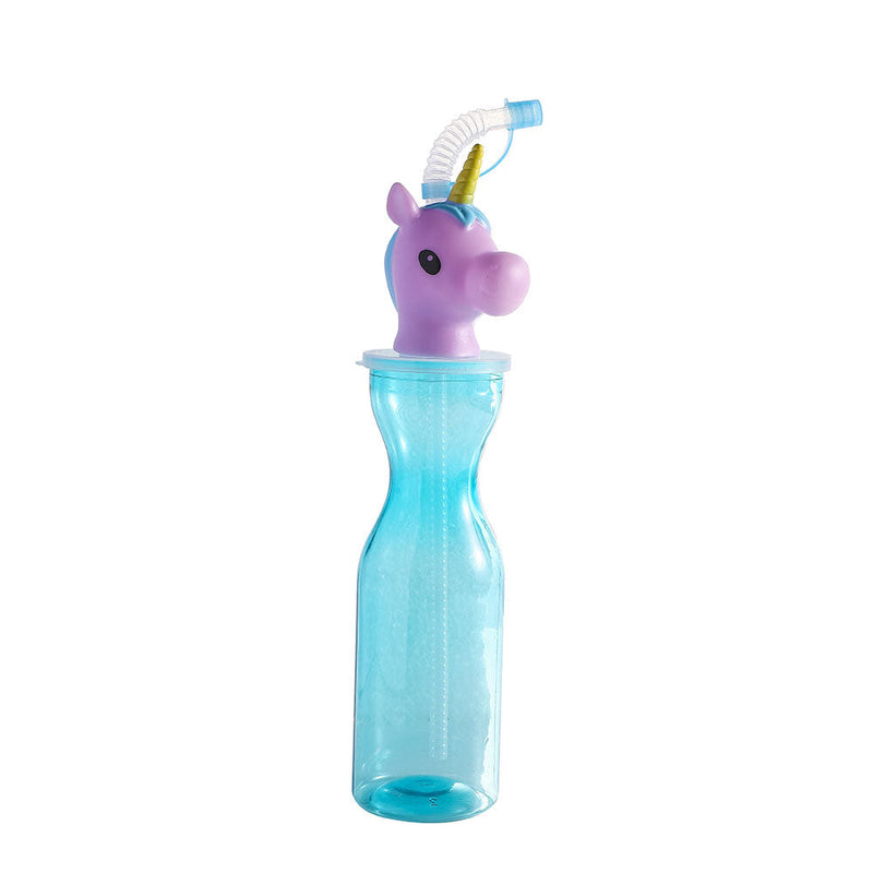 Kids Character Bottle With Straw