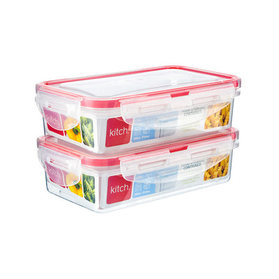 Rectangular Click & Close Food Container Set 500ML & 500ML