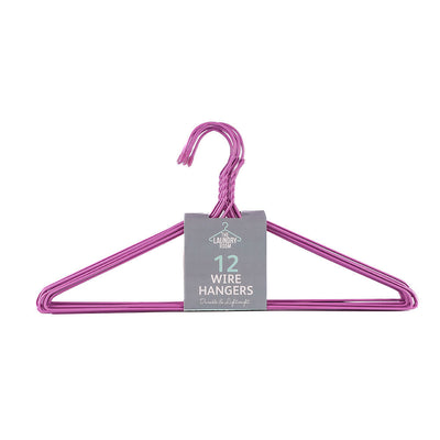 Coloured Light Weight Wire Laundry Hanger 12PK