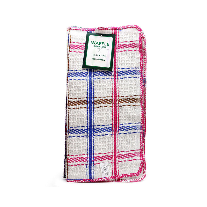 100% Cotton Waffle Dish Cloth 35CM x 35CM 3Pack