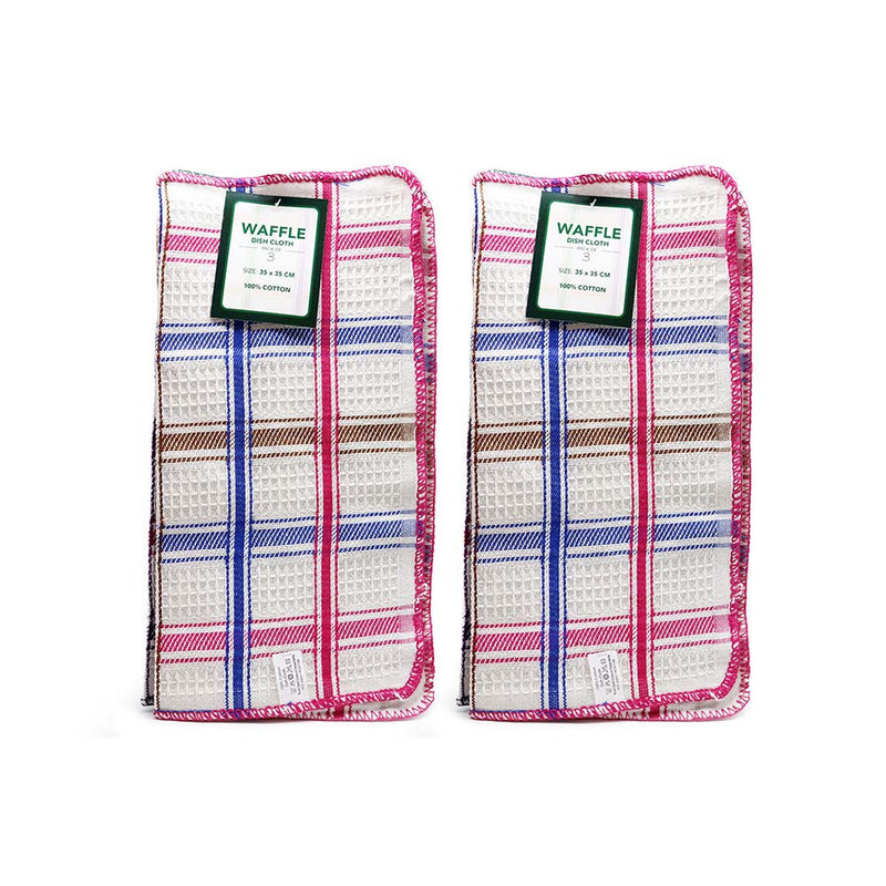 100% Cotton Waffle Dish Cloth 35CM x 35CM 3Pack