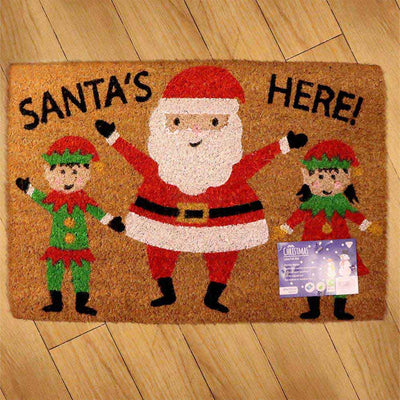 Christmas Latex Coir Doormat Santa & Elf 40x58CM