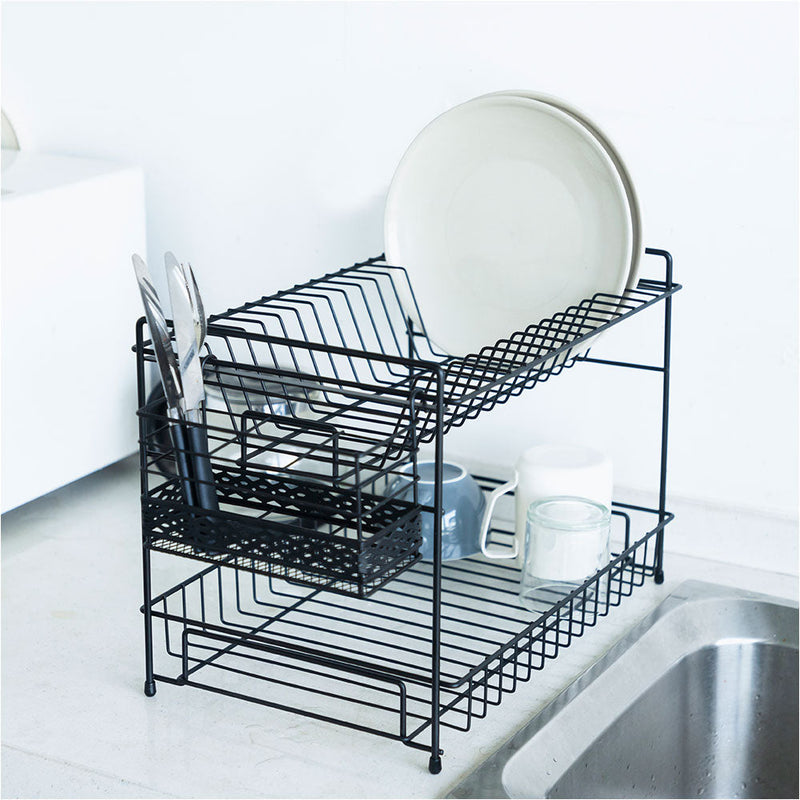 Matte Black Dish Drainer & Drying Rack 2 Tier