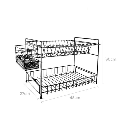 Matte Black Dish Drainer & Drying Rack 2 Tier