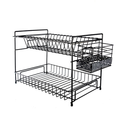 Matte Black Dish Drainer & Drying Rack 2 Tier