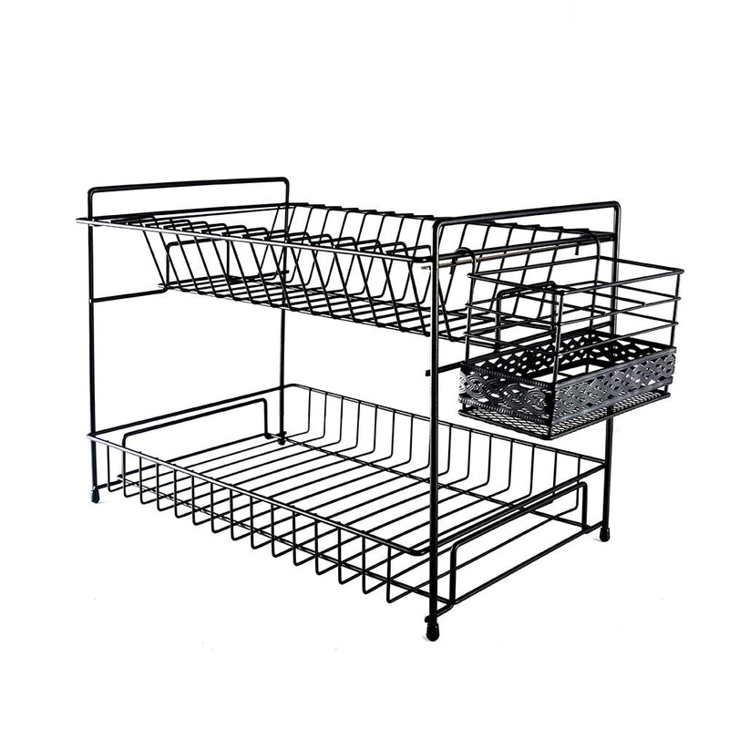 Matte Black Dish Drainer & Drying Rack 2 Tier