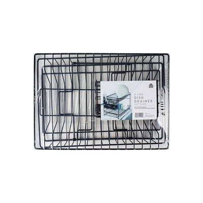 Matte Black Dish Drainer & Drying Rack 2 Tier