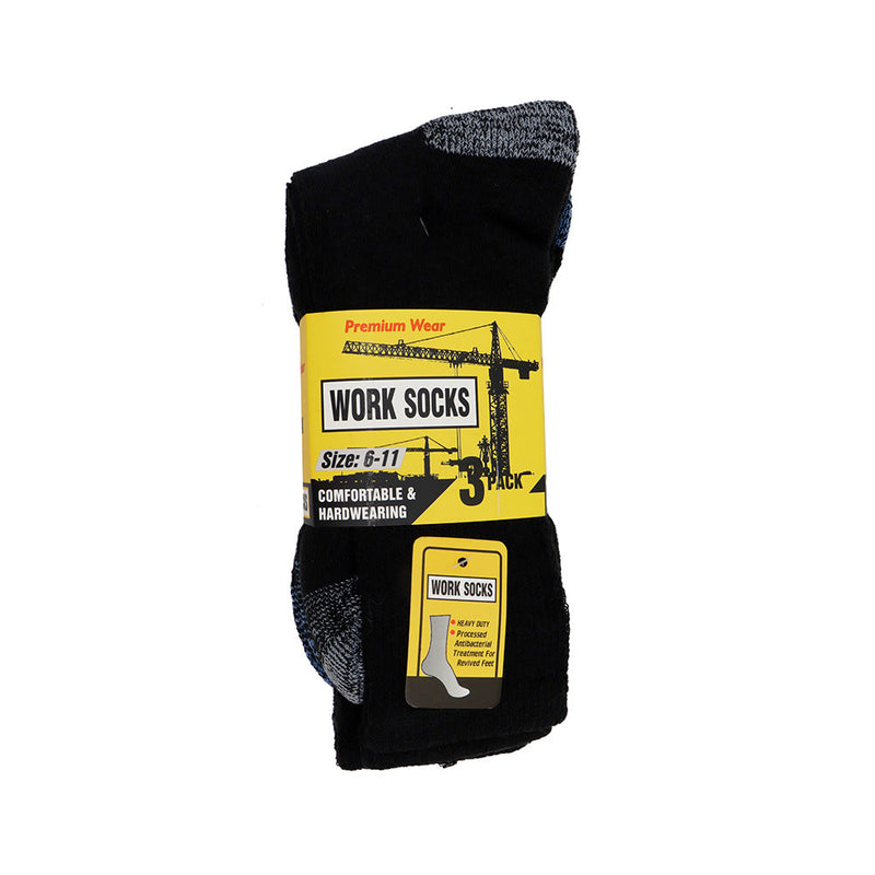 Mens Premium Wear Cotton Rich Work Socks 6-11 3Pairs