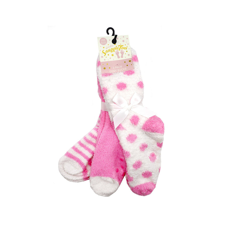 Ladies Pink Cosy Socks 3Pack