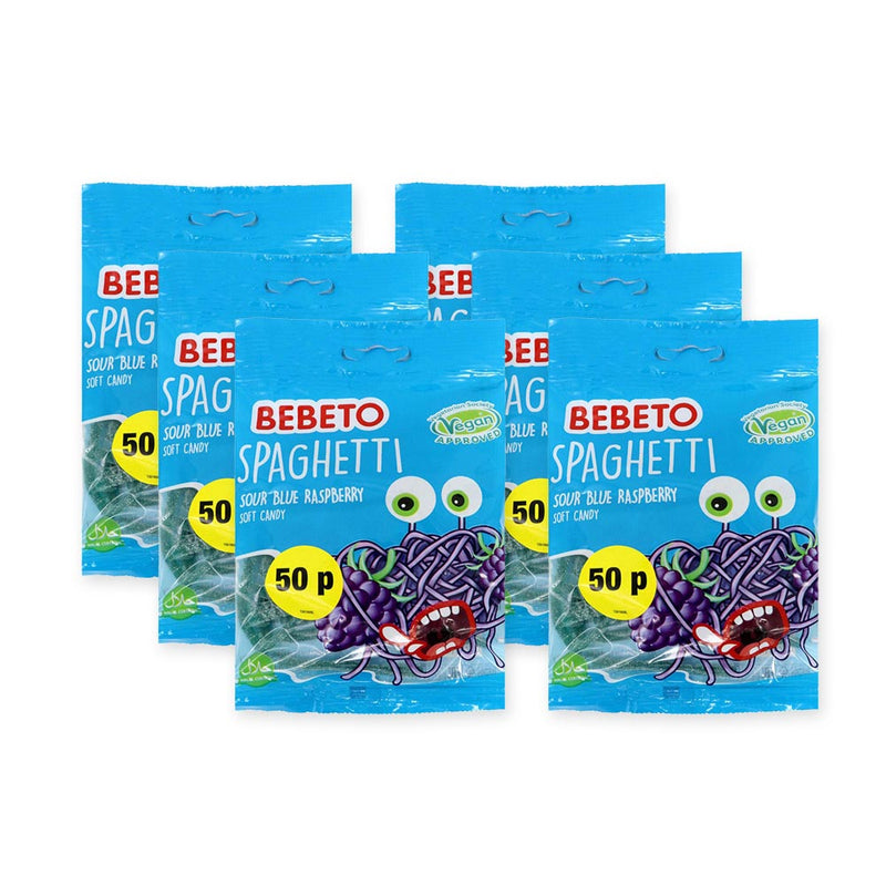 Bebeto Spaghetti Sour Blue Raspberry Soft Candy 70g x 6Pack