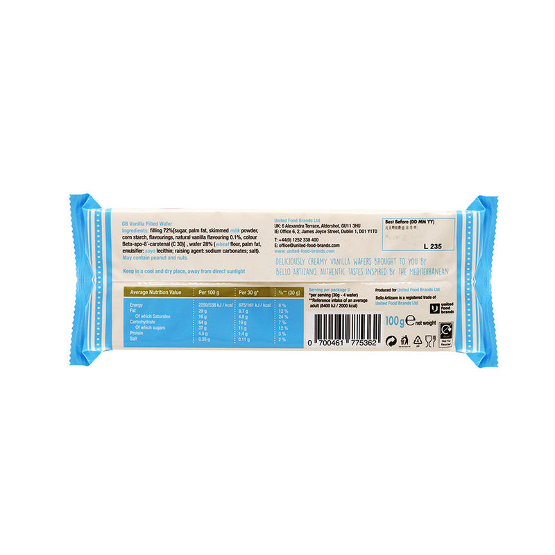 Bello Artizano Creme Vanilla Wafers 100g x 3Pack