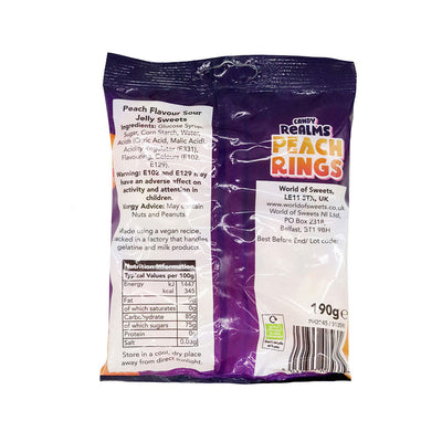 Candy Realms Peach Rings Bag 190g x 3Pack