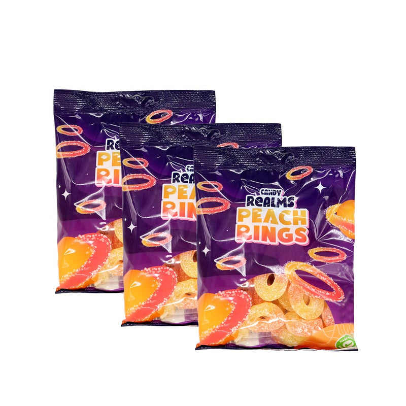 Candy Realms Peach Rings Bag 190g x 3Pack