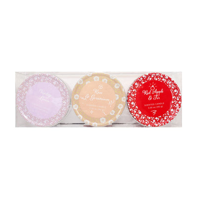 Latham & Hall Set of 3 Scented Tin Candles (Vintage,Apple,Rose)