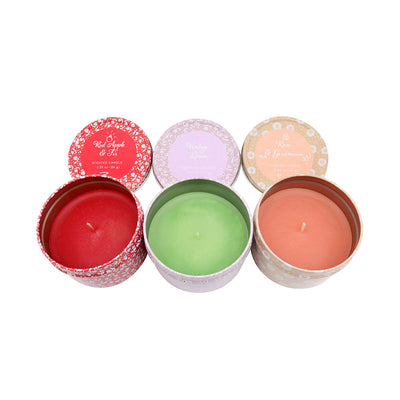 Latham & Hall Set of 3 Scented Tin Candles (Vintage,Apple,Rose)