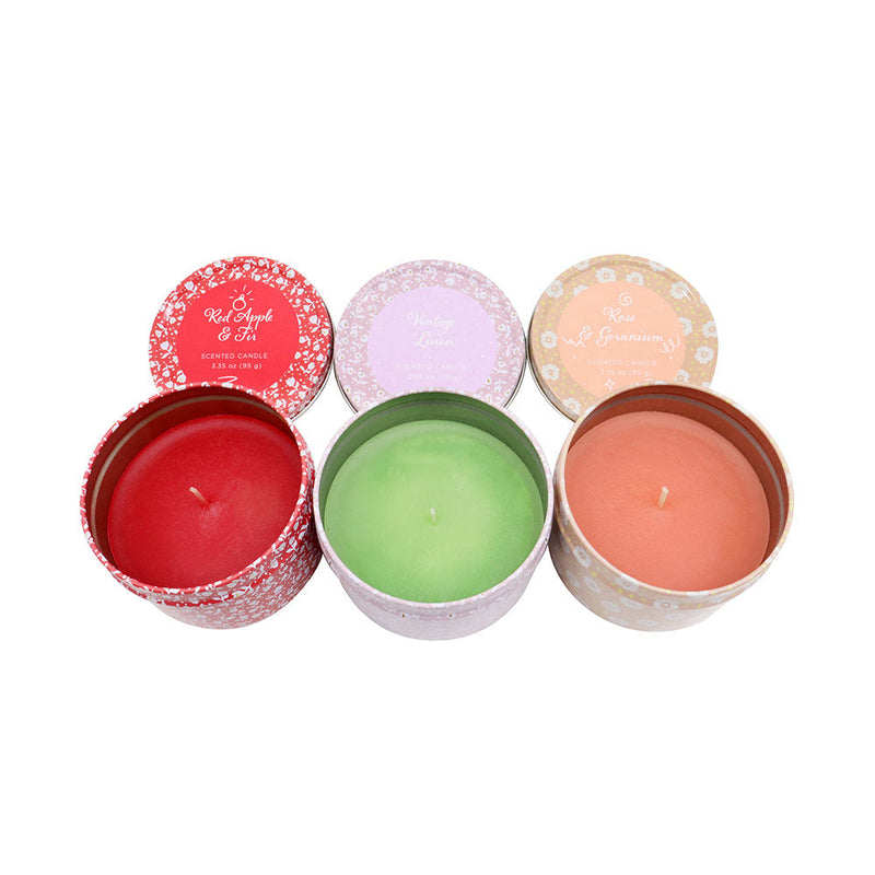 Latham & Hall Set of 3 Scented Tin Candles (Vintage,Apple,Rose)