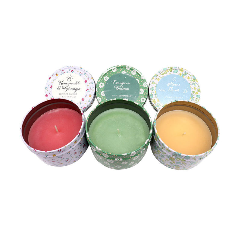 Latham & Hall Set of 3 Scented Tin Candles (Honeysuckle,Balsam,Forest)