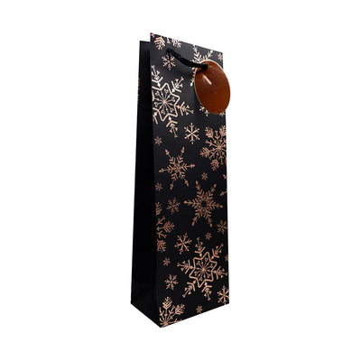 Christmas Foil Black Gift Bottle Bags