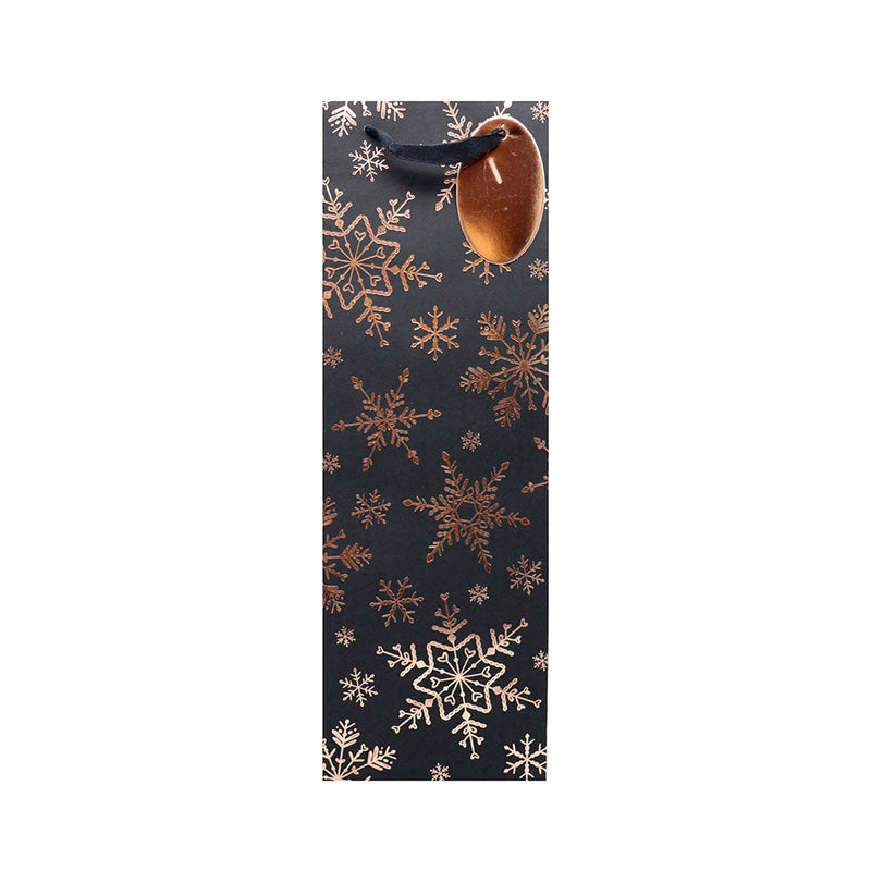 Christmas Foil Black Gift Bottle Bags
