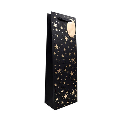 Christmas Foil Black Gift Bottle Bags