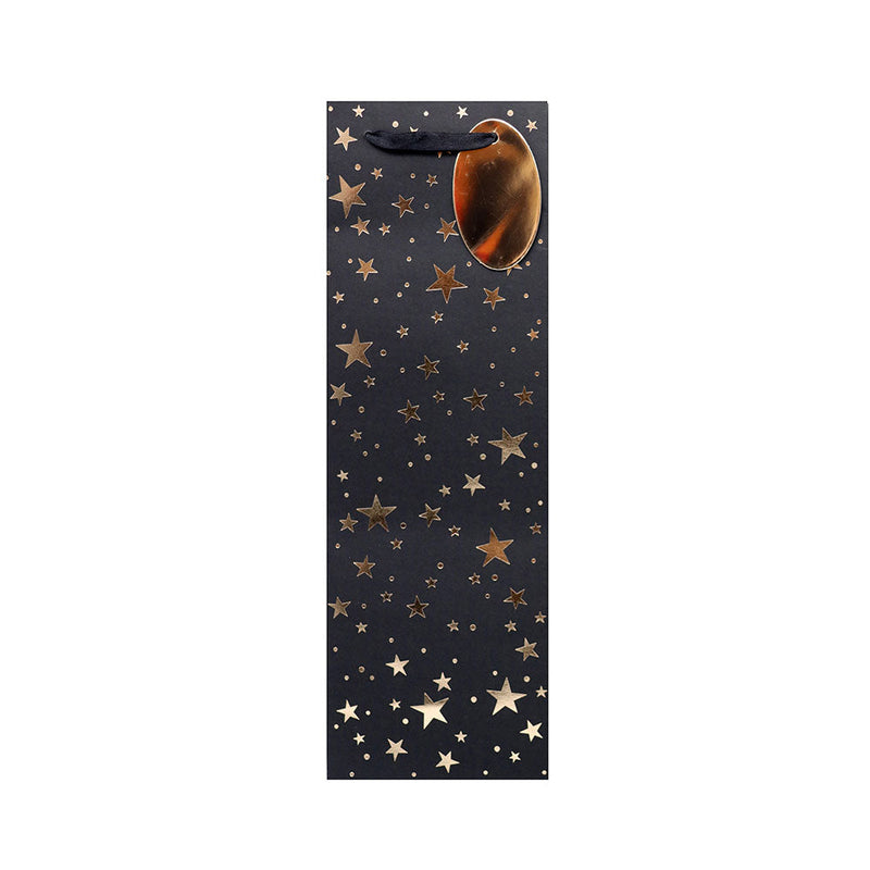 Christmas Foil Black Gift Bottle Bags