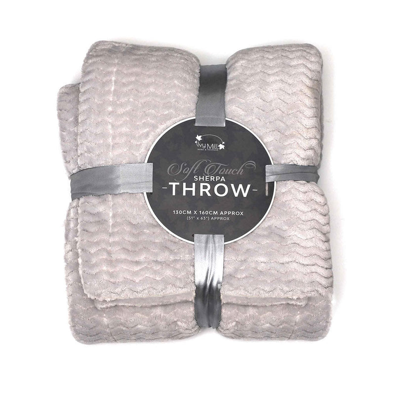 Jacquard Flannel Sherpa Throw130X160cm Grey