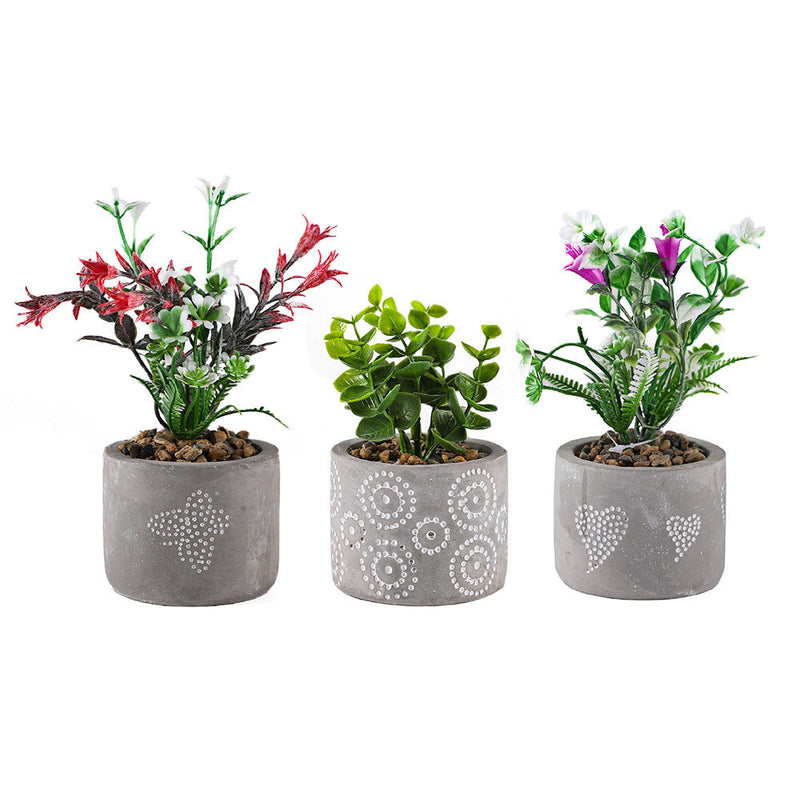 Decorative Patterned Grey Pot of Flower