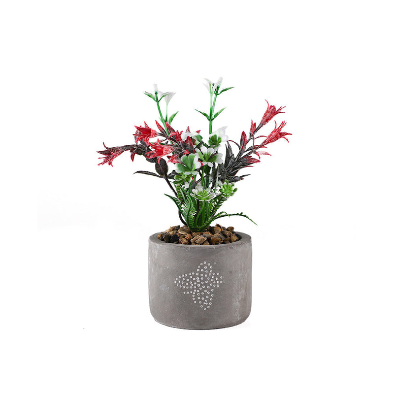Decorative Patterned Grey Pot of Flower