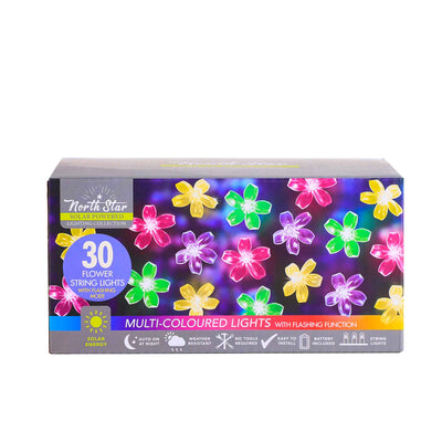 30cm Multi Flower String Lights Multicolour