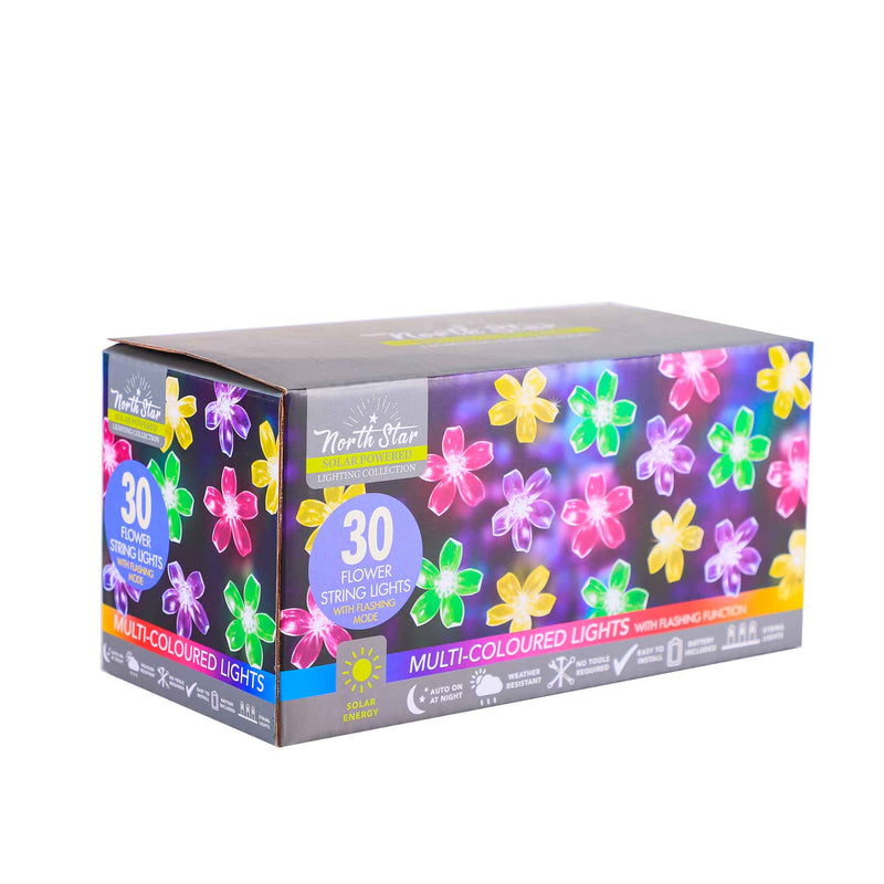 30cm Multi Flower String Lights Multicolour