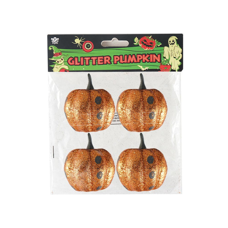 Glitter Pumpkin Ornaments 4PK