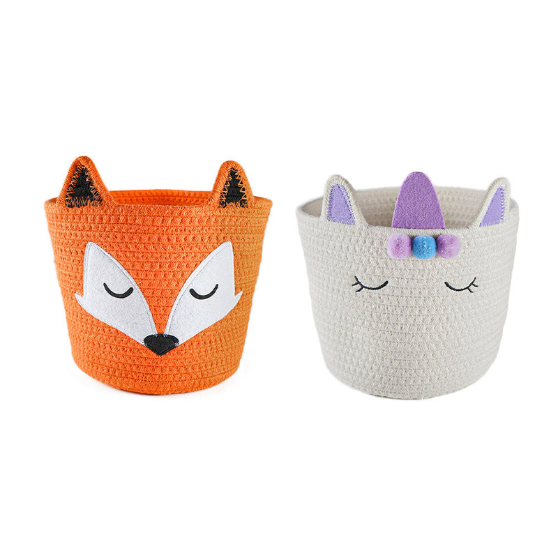 Animal Storage Cotton Foldable Organizer Basket Unicorn & Fox 25x20x18cm