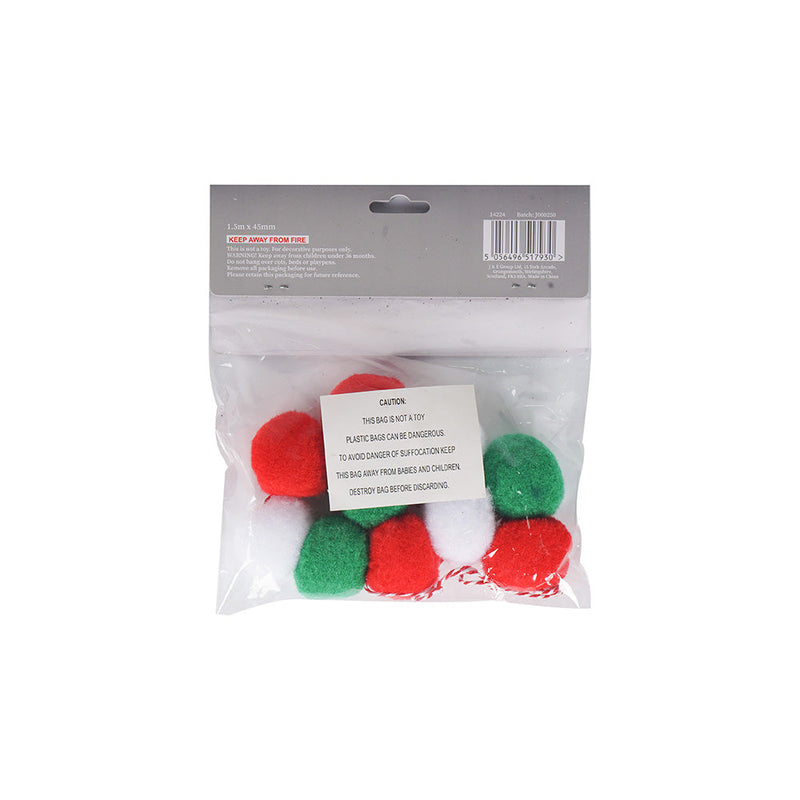 Christmas Pom Pom Garland 1.5Mx45MM
