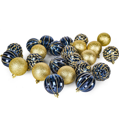 Christmas Baubles 24PCS Blue & Gold