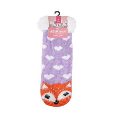 Girls Character Lounge Socks with Sherpa Lining and Grippers 2PK Assorted