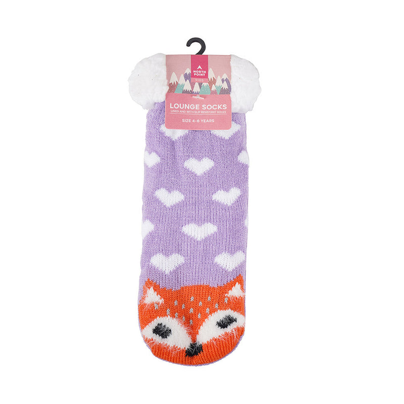 Girls Character Lounge Socks with Sherpa Lining and Grippers 2PK Assorted