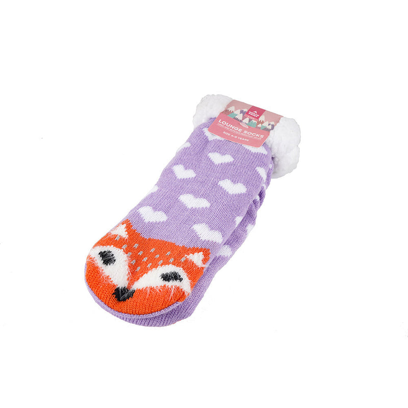 Girls Character Lounge Socks with Sherpa Lining and Grippers 2PK Assorted