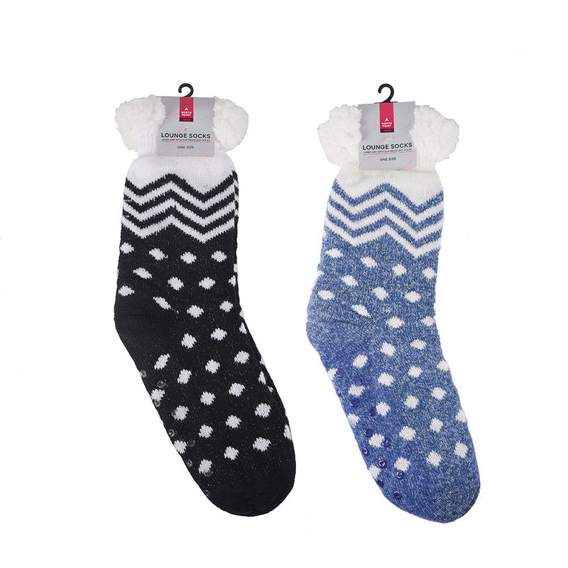 Ladies Lounge Socks with Sherpa Lining and Grippers