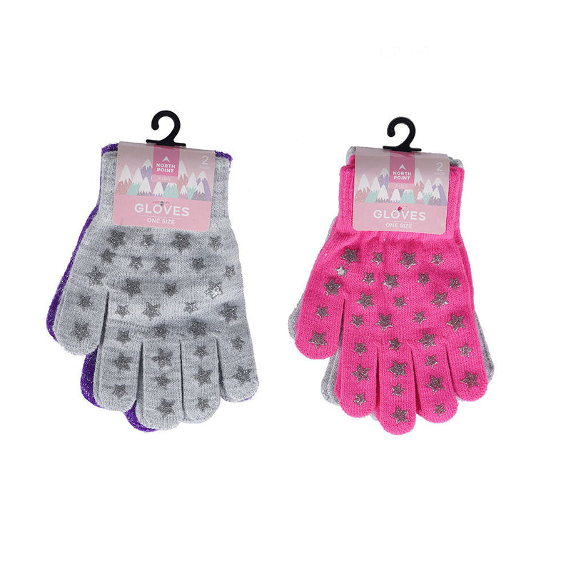 Girls Magic Glitter Star Gloves 2 Pack