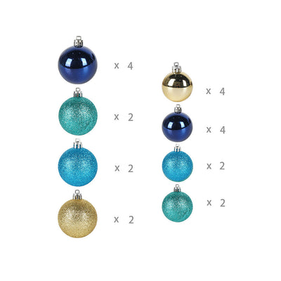 Christmas Baubles 22PCS Blue & Gold