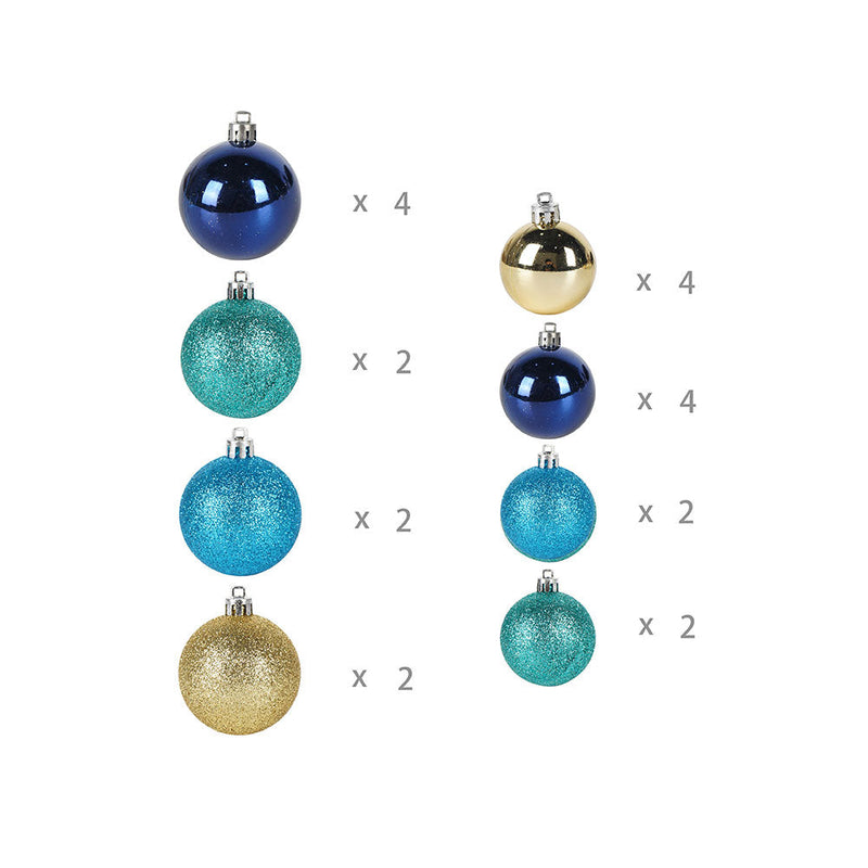 Christmas Baubles 22PCS Blue & Gold